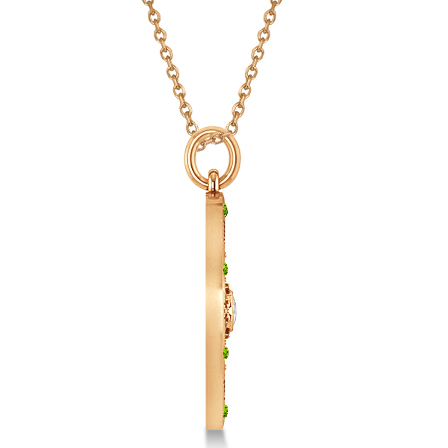Compass Pendant Peridot & Diamond Accented 18k Rose Gold (0.19ct)