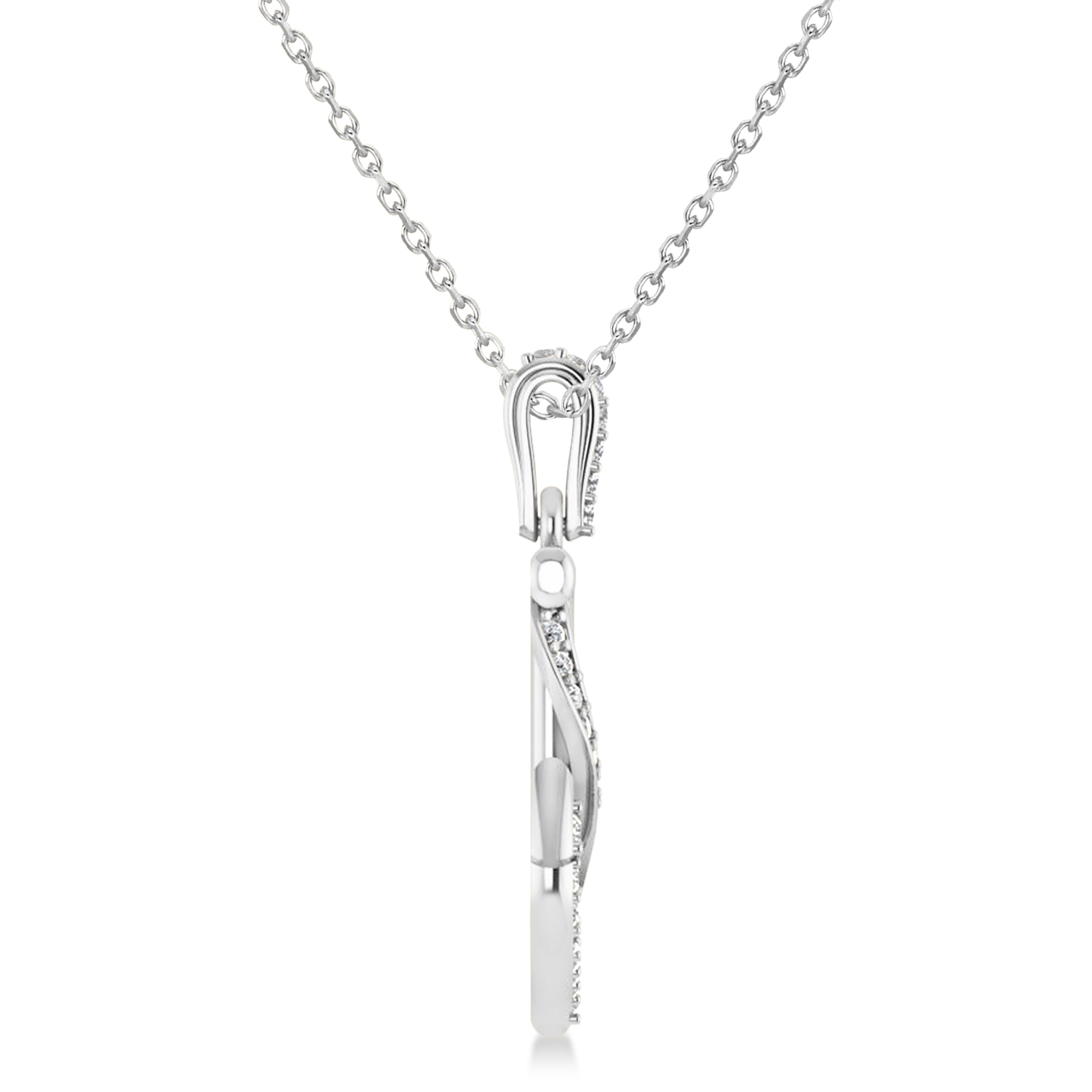 Diamond Ribbon Anchor Pendant Necklace 14K White Gold (0.35ct)