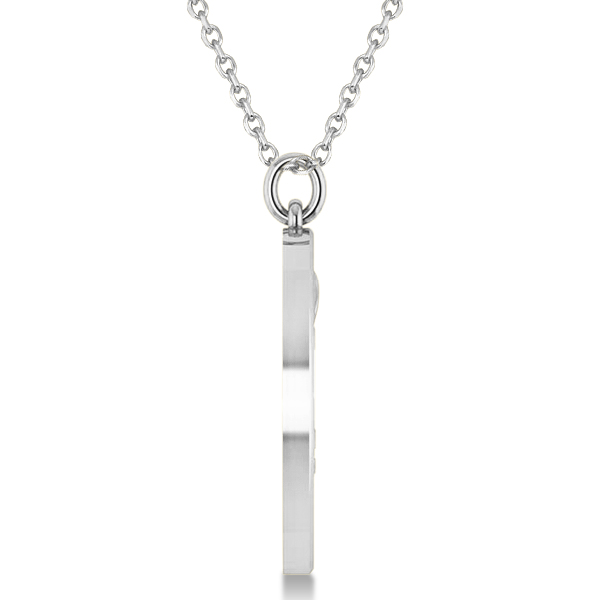 Tree of Life Pendant Necklace Plain Metal 14k White Gold