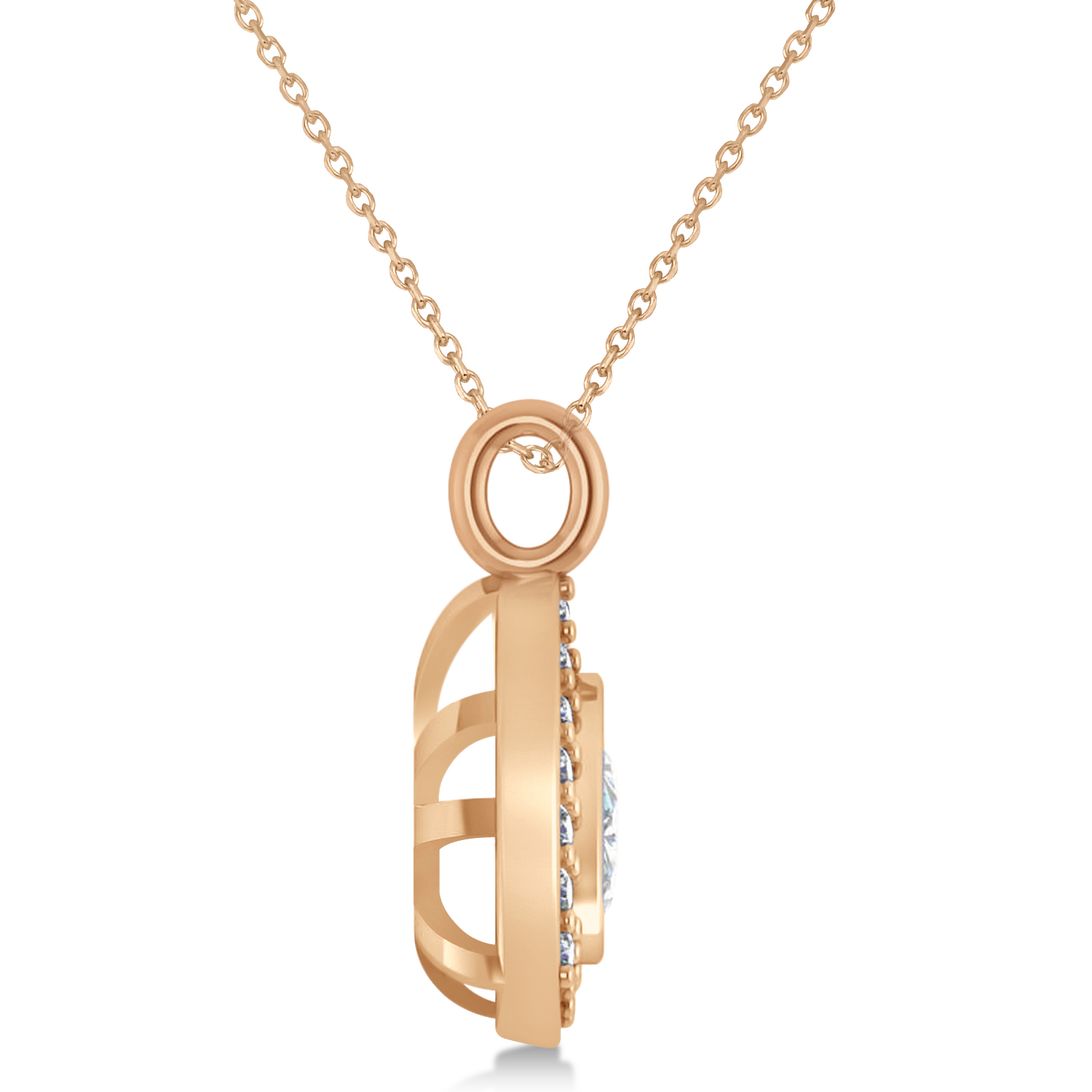 Diamond Trillion Cut Halo Pendant Necklace 14k Rose Gold (1.86ct)