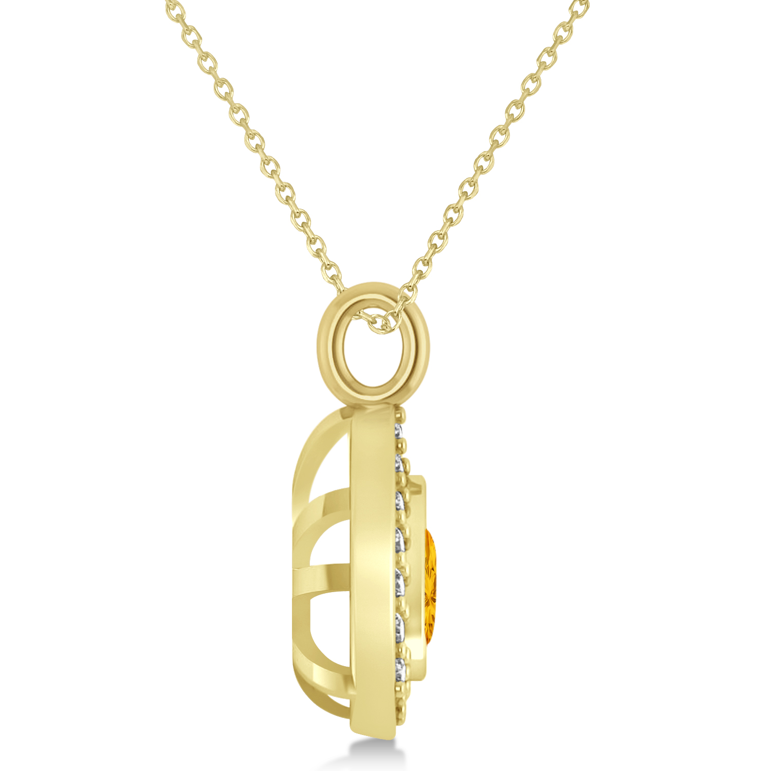 Citrine Trillion Cut Halo Pendant 14k Yellow Gold (1.86ct)