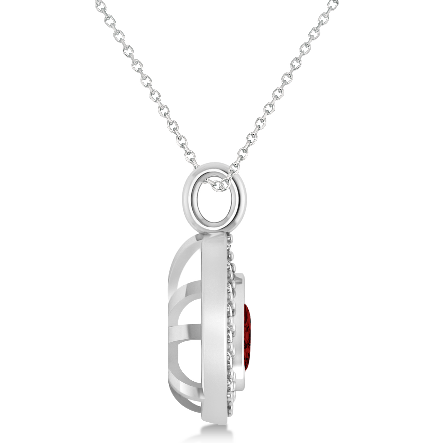Garnet Trillion Cut Halo Pendant 14k White Gold (1.86ct)