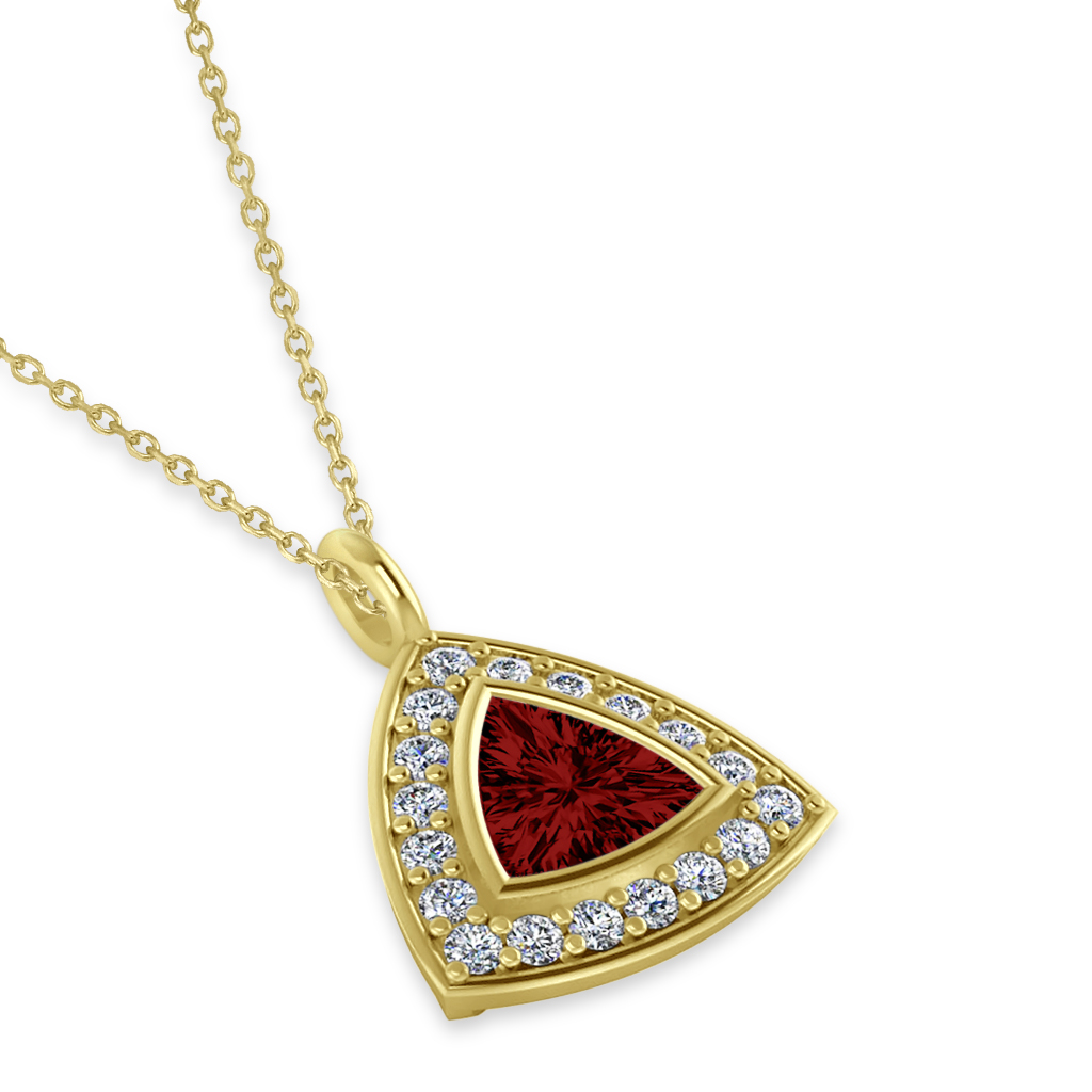 Garnet Trillion Cut Halo Pendant 14k Yellow Gold (1.86ct)