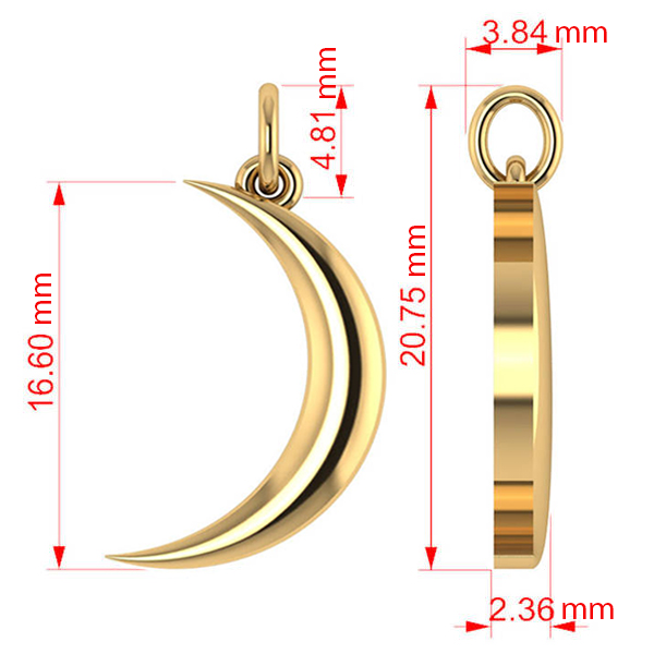 Crescent Moon Pendant Necklace 14K Yellow Gold