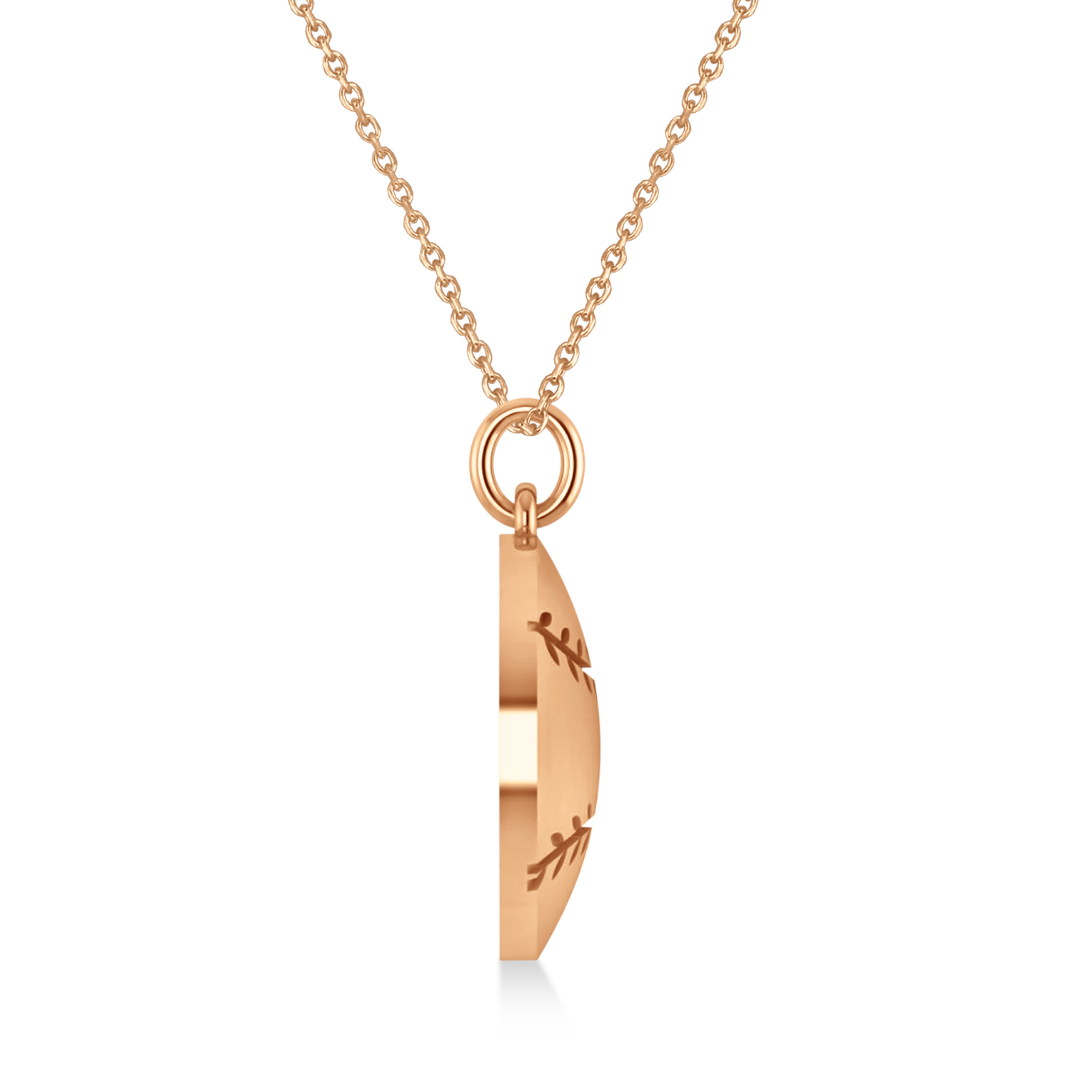 Baseball Charm Men's Pendant Necklace 14K Rose Gold