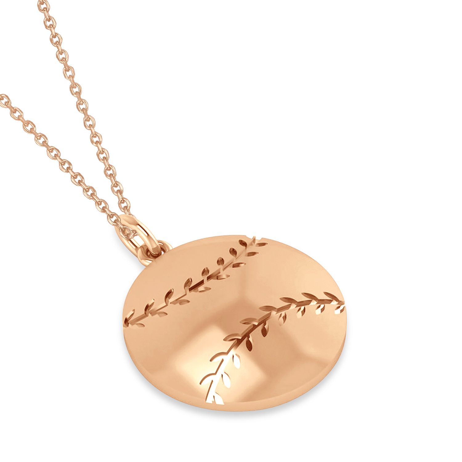 Baseball Charm Men's Pendant Necklace 14K Rose Gold
