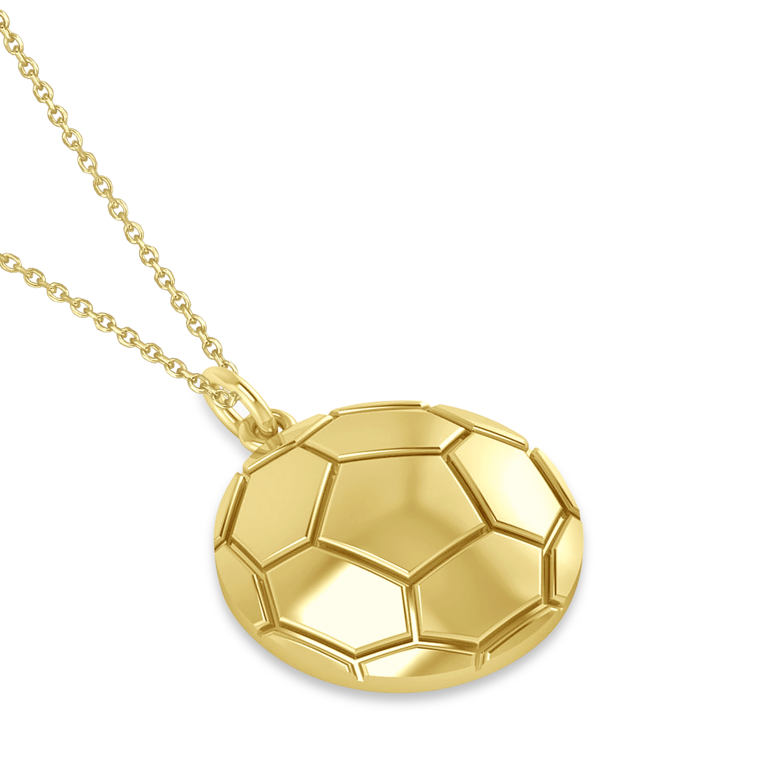 Soccer Ball Charm Men's Pendant Necklace 14K Yellow Gold