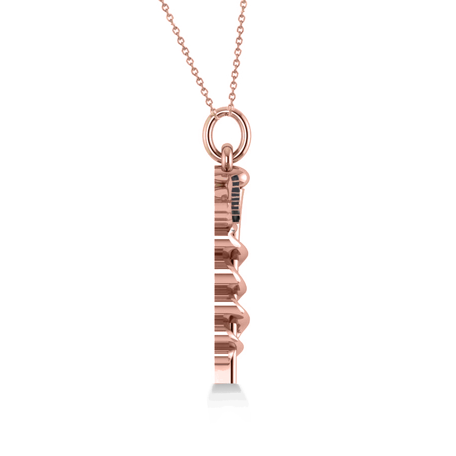 Black Diamond Caduceus Medical Symbol Pendant 14k Rose Gold (0.13ct)