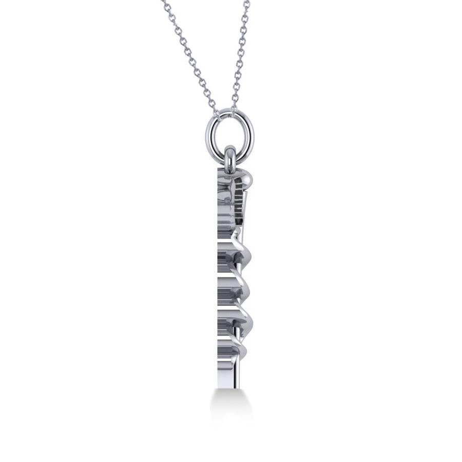 Black Diamond Caduceus Medical Symbol Pendant 14k White Gold (0.13ct)