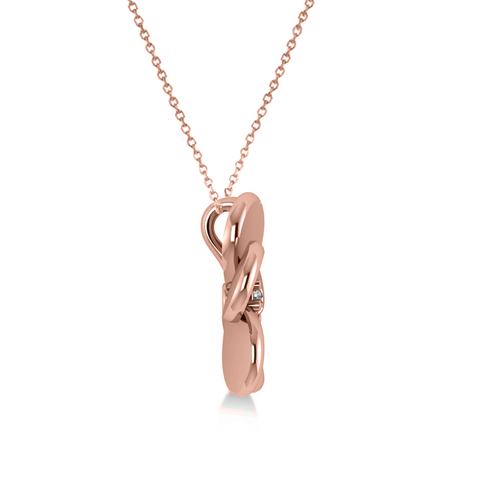 Diamond Flower Charm Pendant Necklace 14k Rose Gold (0.03ct)