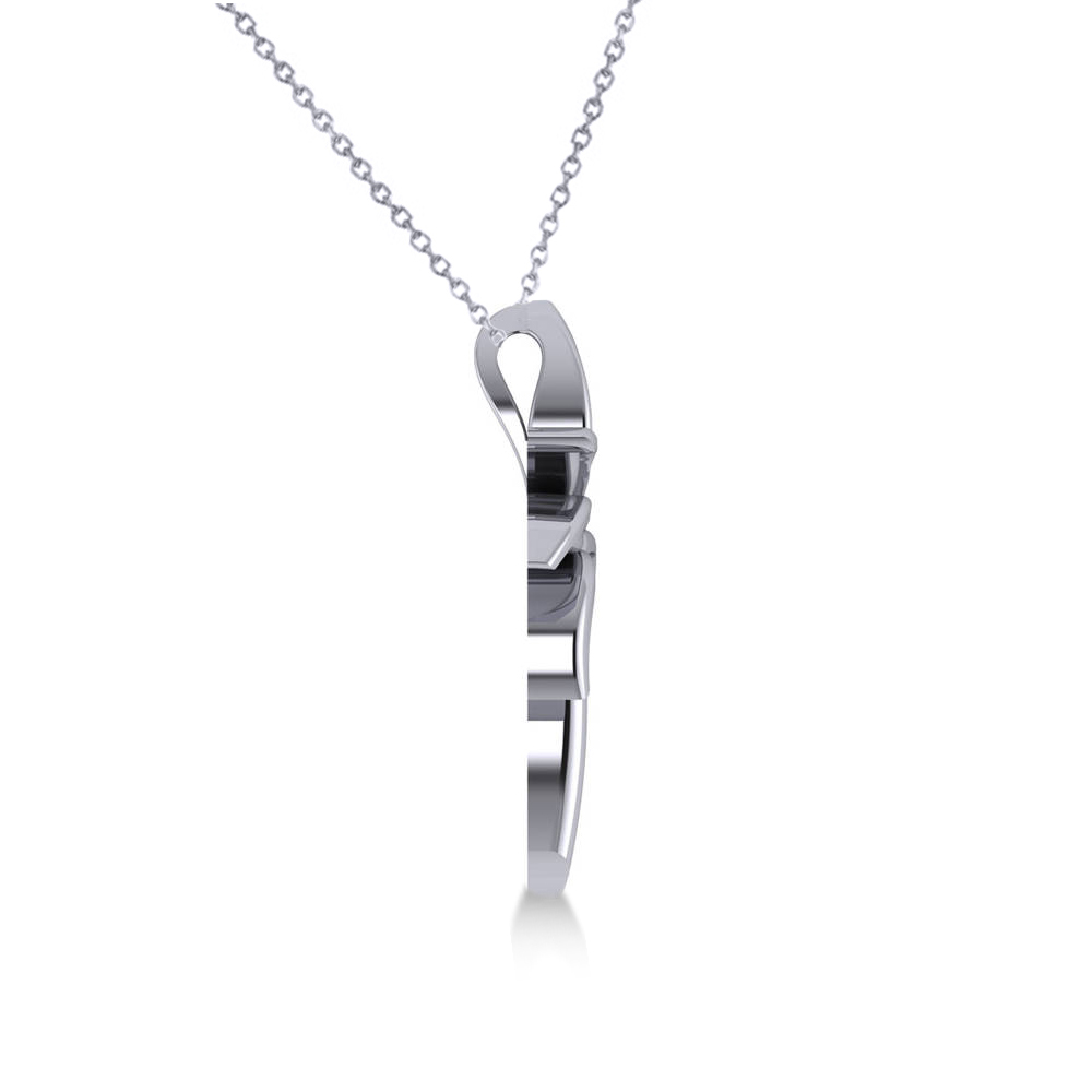 Summer Palm Tree Pendant Necklace in 14k White Gold