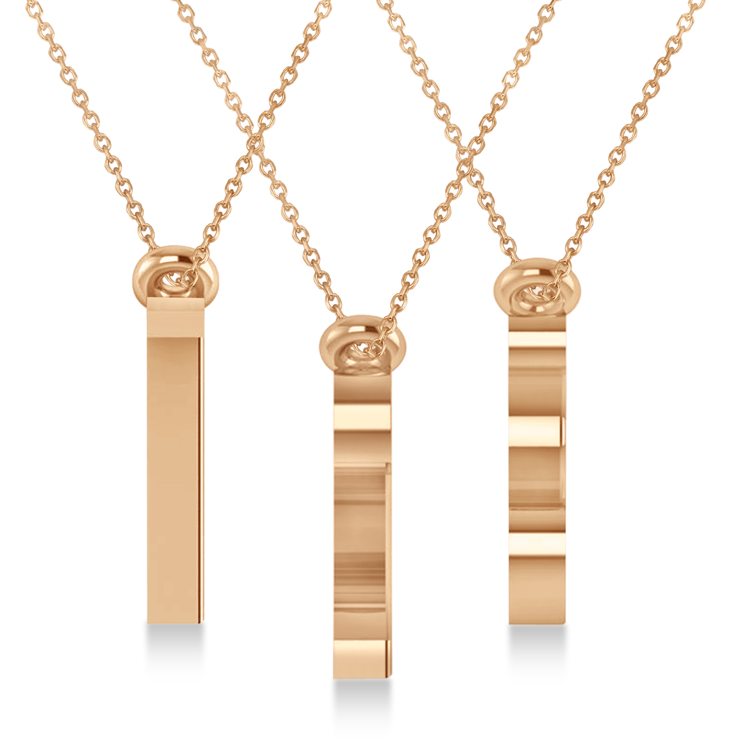 Personalized Plain Text Number Pendant Necklace 14k Rose Gold