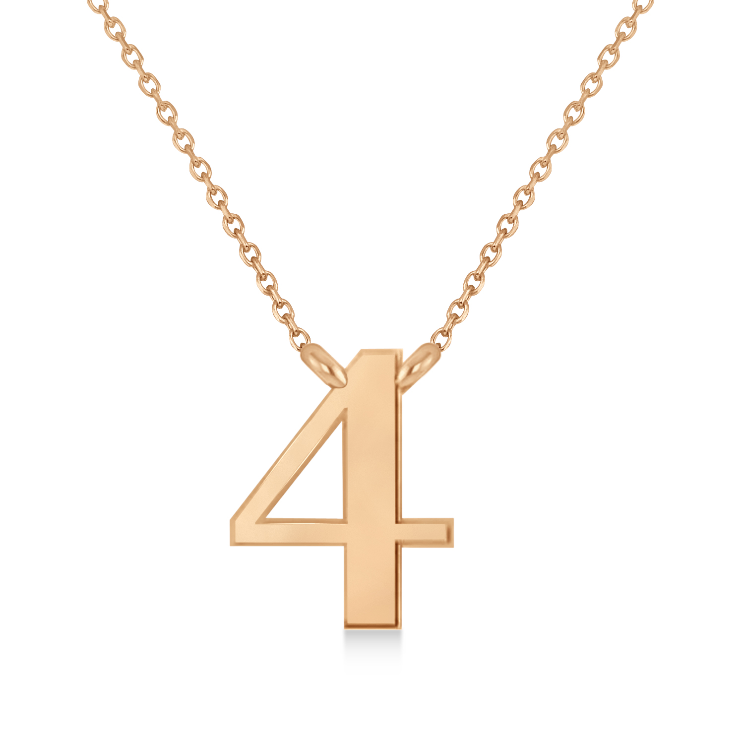 Personalized Plain Text Number Pendant Necklace 14k Rose Gold