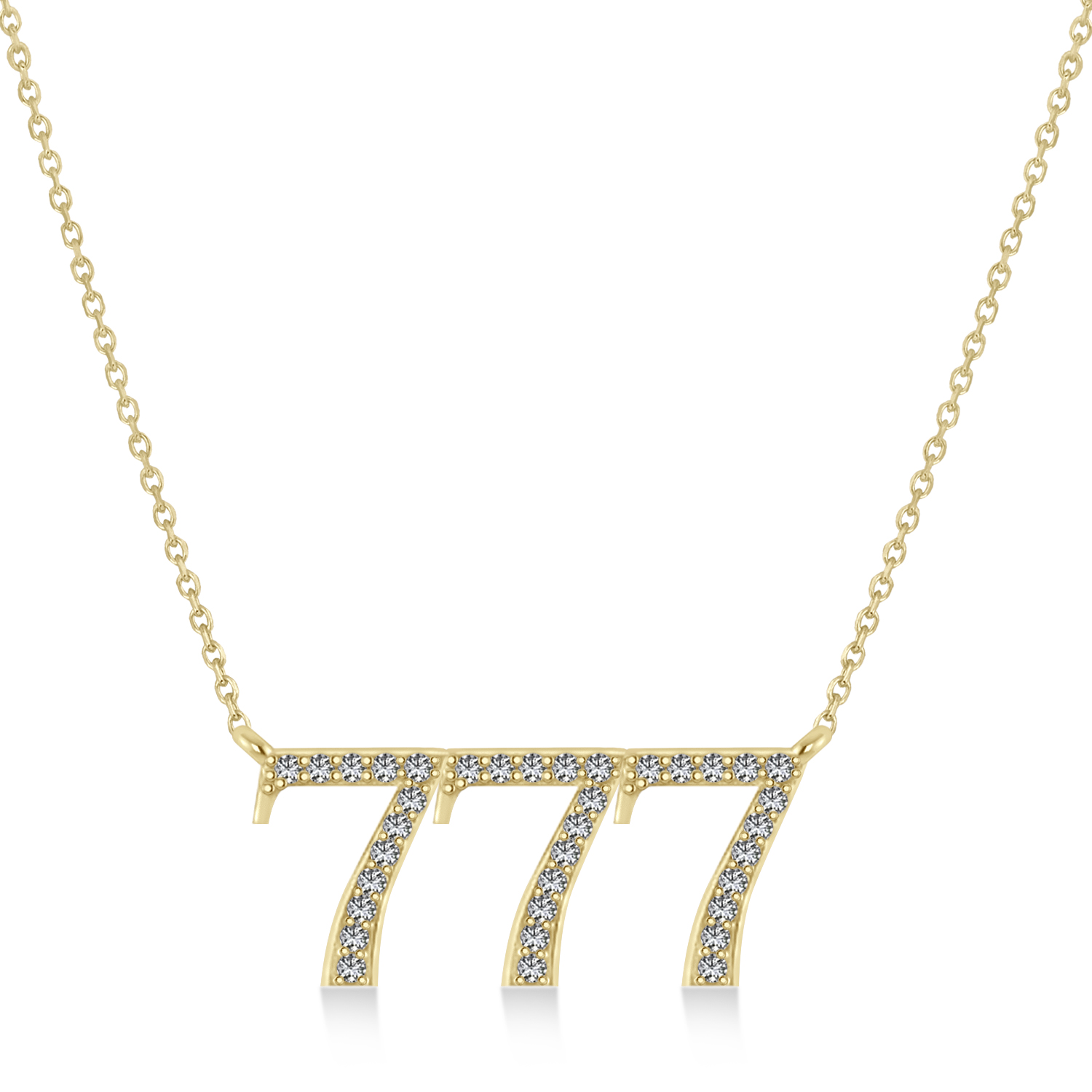 Diamond 777 Angel Number Pendant Necklace 14K Yellow Gold (0.36ct)