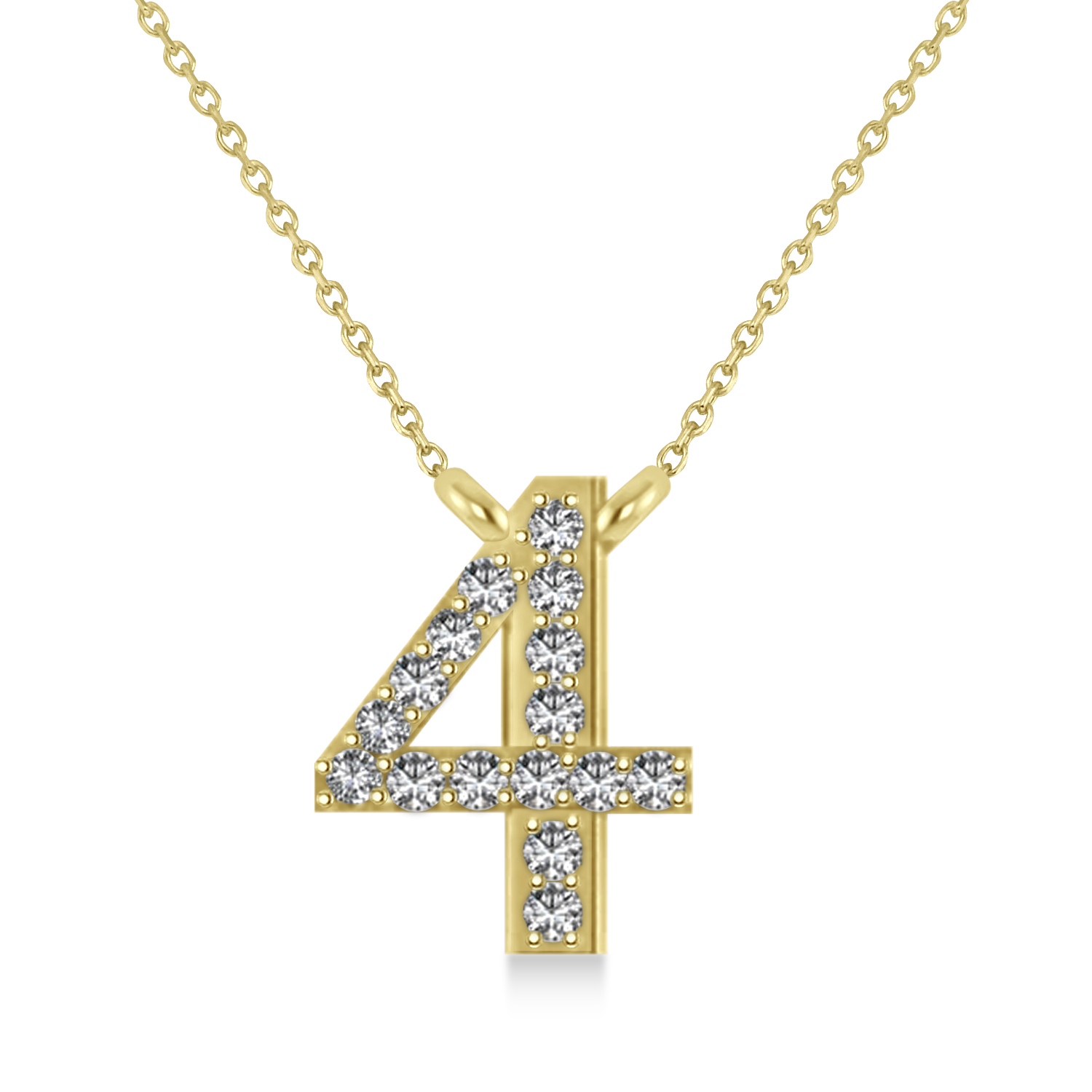 Diamond Personalized Number Pendant Necklace 14k Yellow Gold AZ11178