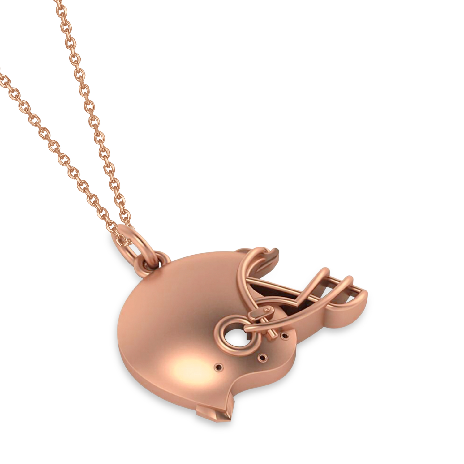 Football Helmet Charm Men's Pendant Necklace 14K Rose Gold