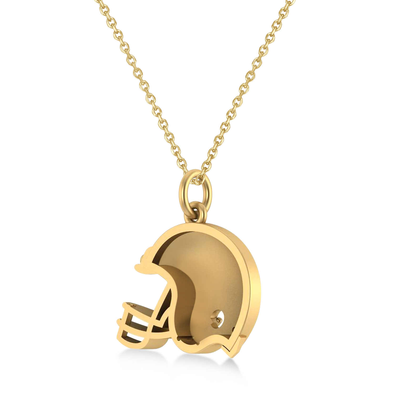 Football Helmet Charm Men's Pendant Necklace 14K Yellow Gold
