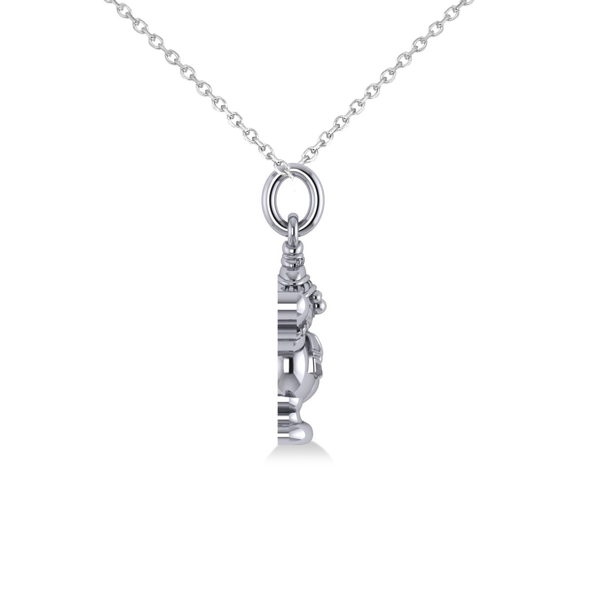 Happy Snowman Pendant Necklace 14k White Gold
