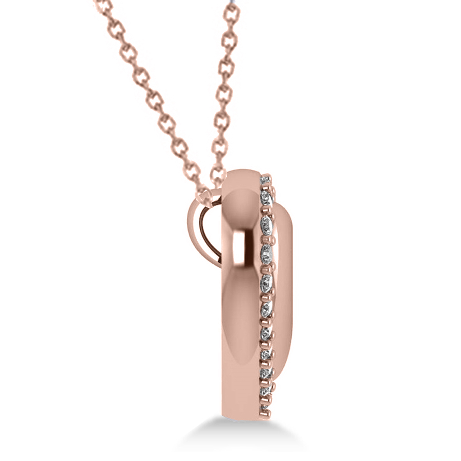 Puffed Heart Diamond Pendant Necklace 14k Rose Gold (0.26ct)