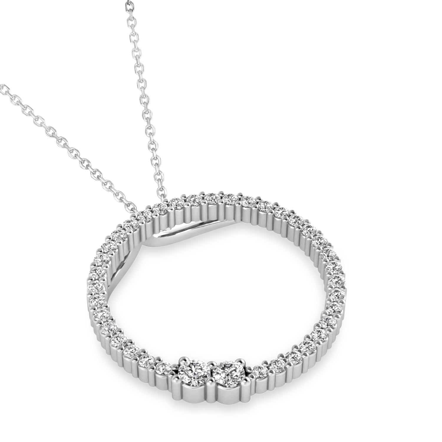 Diamond Locked Circle of Life Pendant Necklace 14k White Gold (0.46ct)