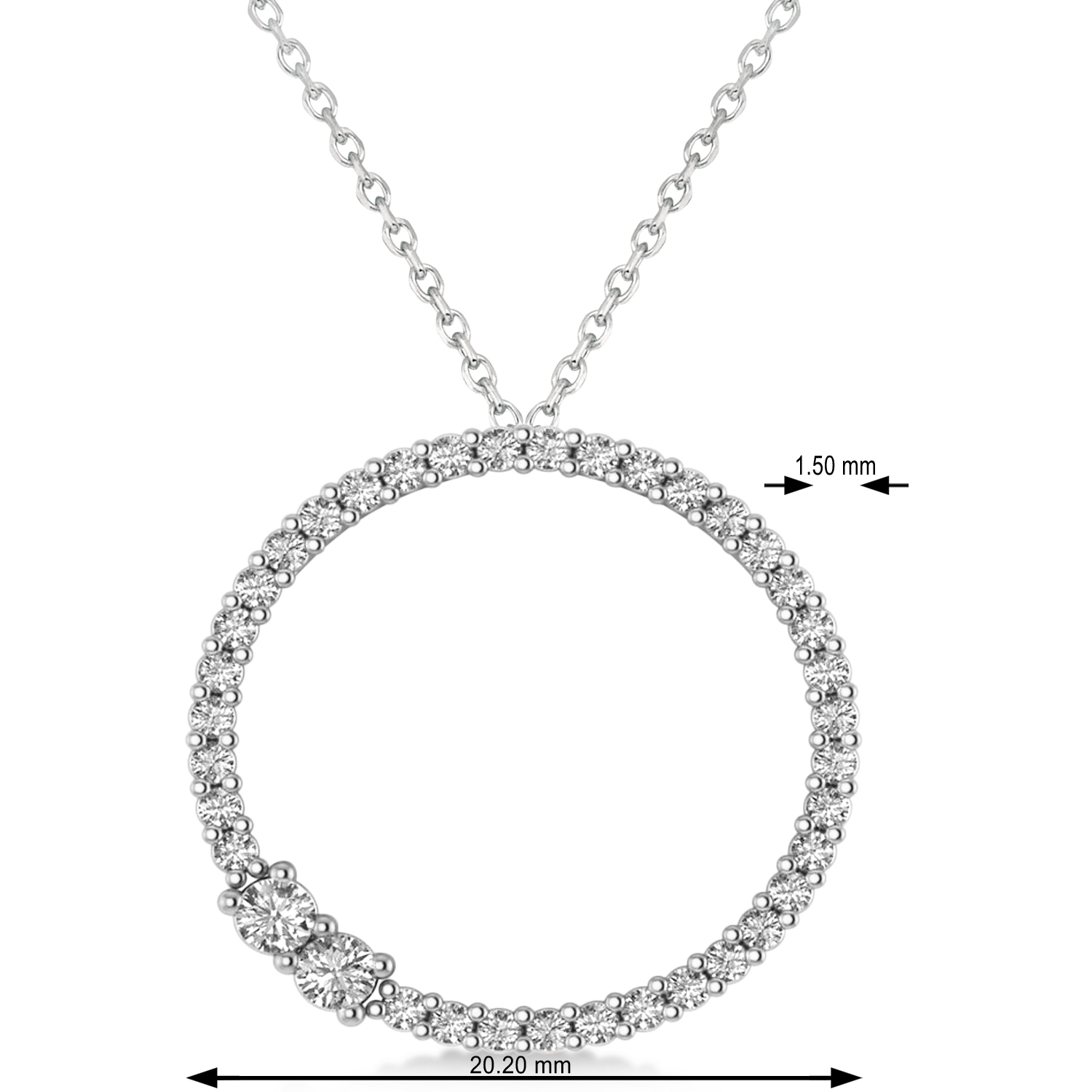 Diamond Locked Circle of Life Pendant Necklace 14k White Gold (0.46ct)