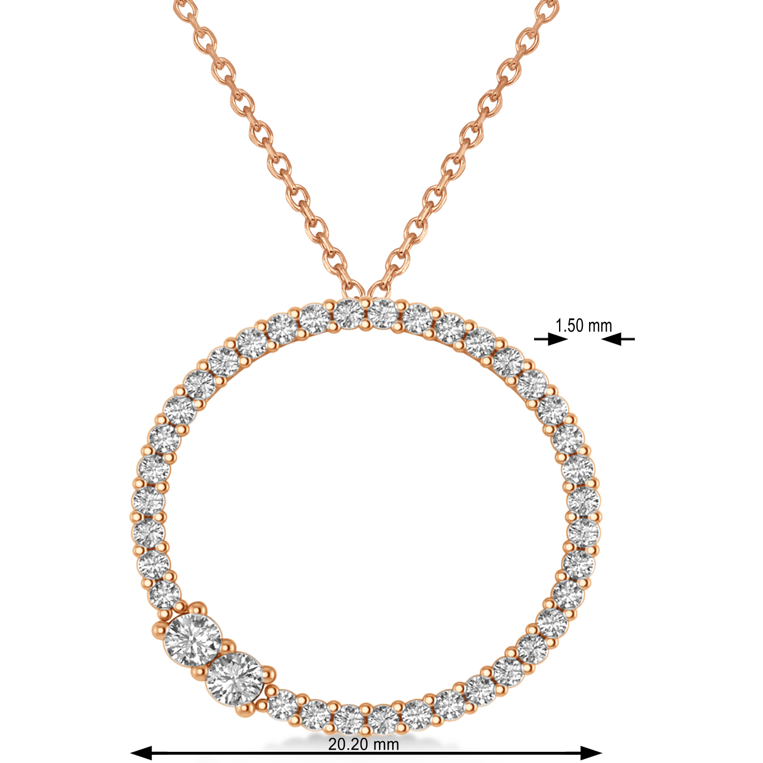 Moissanite Locked Circle of Life Pendant Necklace 14k Rose Gold (0.46ct)