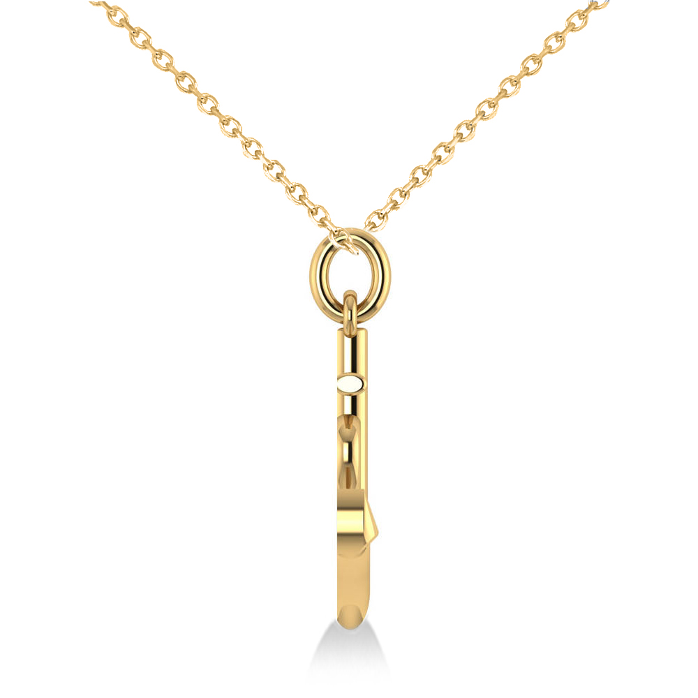 Anchor & Heart Pendant Necklace 14k Yellow Gold