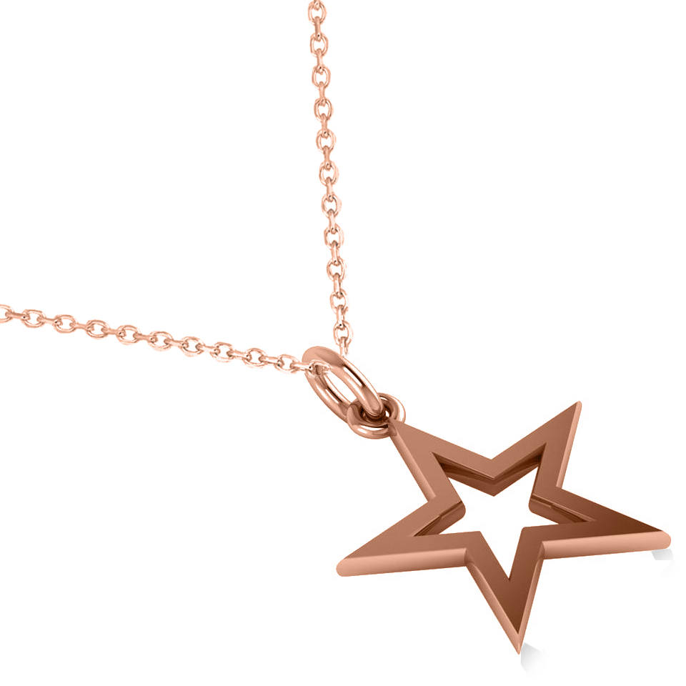 Star Shaped Pendant Necklace 14k Rose Gold