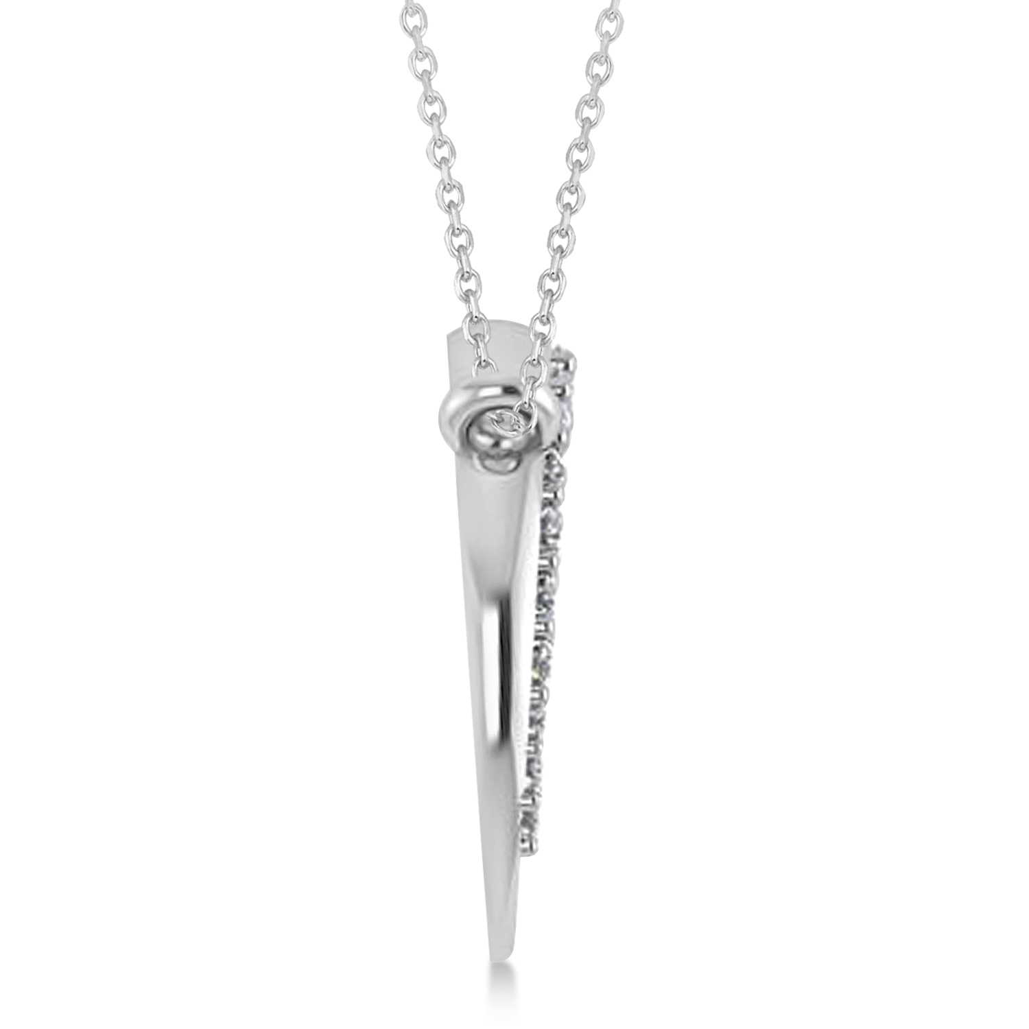 Diamond Crescent Moon Horn Pendant 14k White Gold (0.24ct)