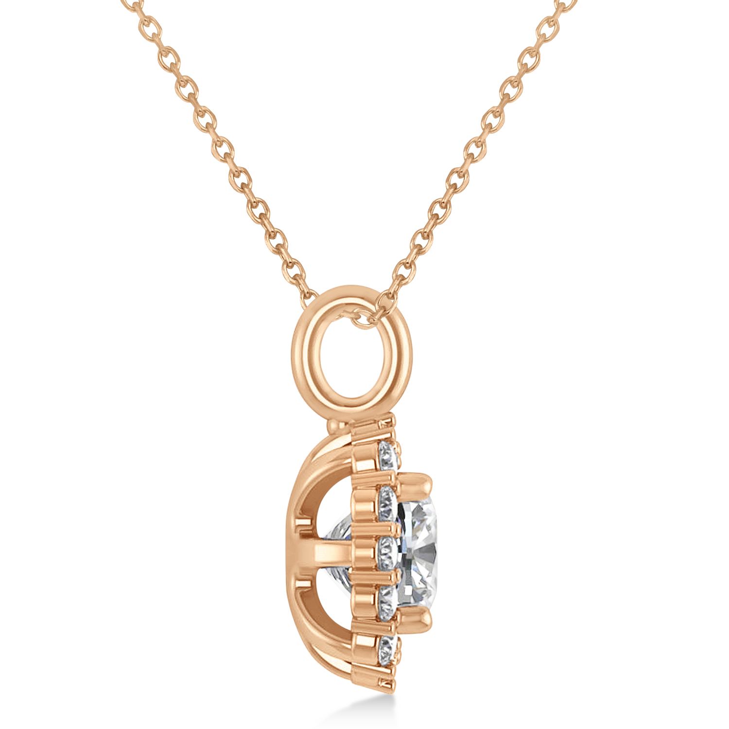 Cushion Cut Diamond Halo Pendant 14k Rose Gold (0.78ct)