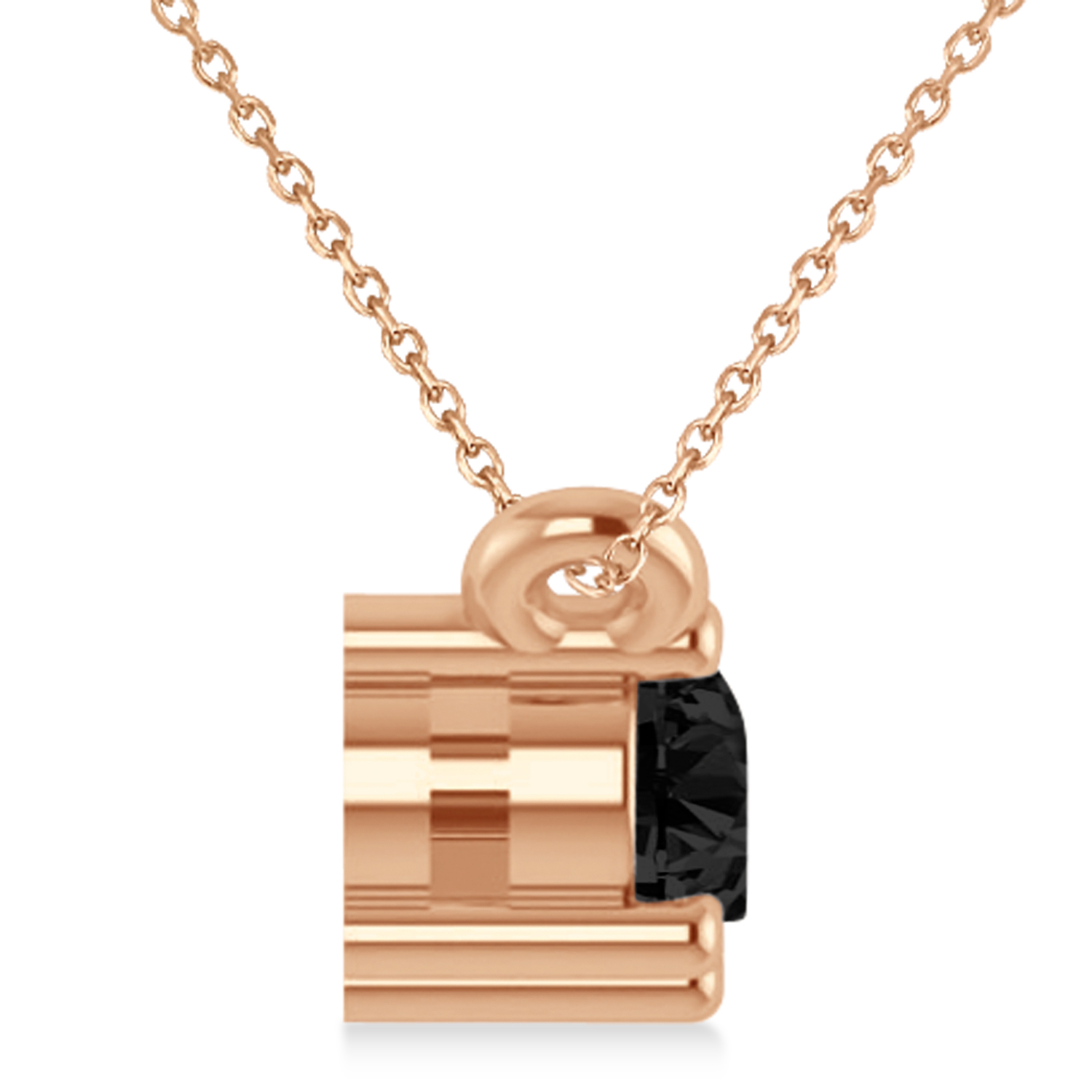 Three Stone Diamond & Black Diamond Pendant Necklace 14k Rose Gold (0.45ct)