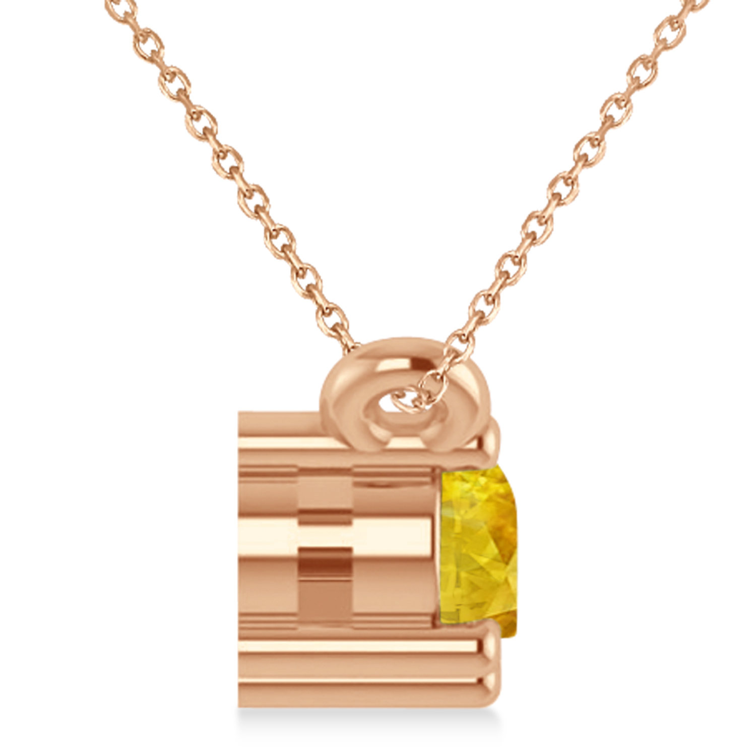 Three Stone Diamond & Yellow Sapphire Pendant Necklace 14k Rose Gold (0.45ct)