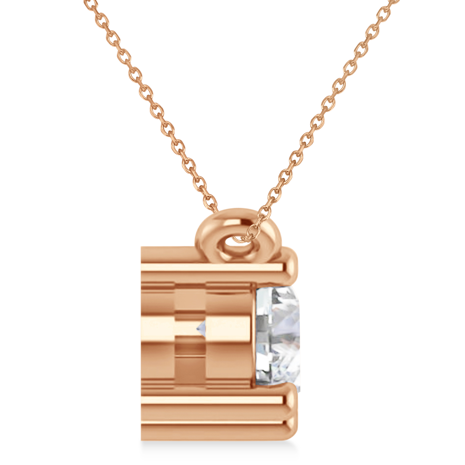 Three Stone Diamond Pendant Necklace 14k Rose Gold (1.00ct)