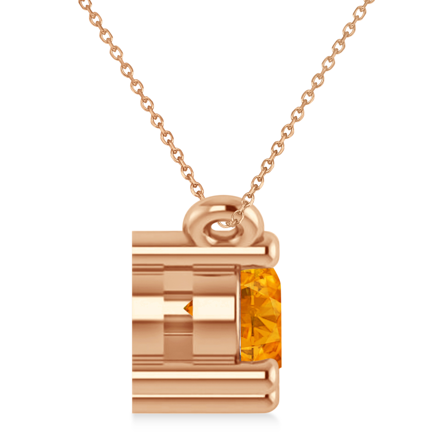 Three Stone Diamond & Citrine Pendant Necklace 14k Rose Gold (1.00ct)