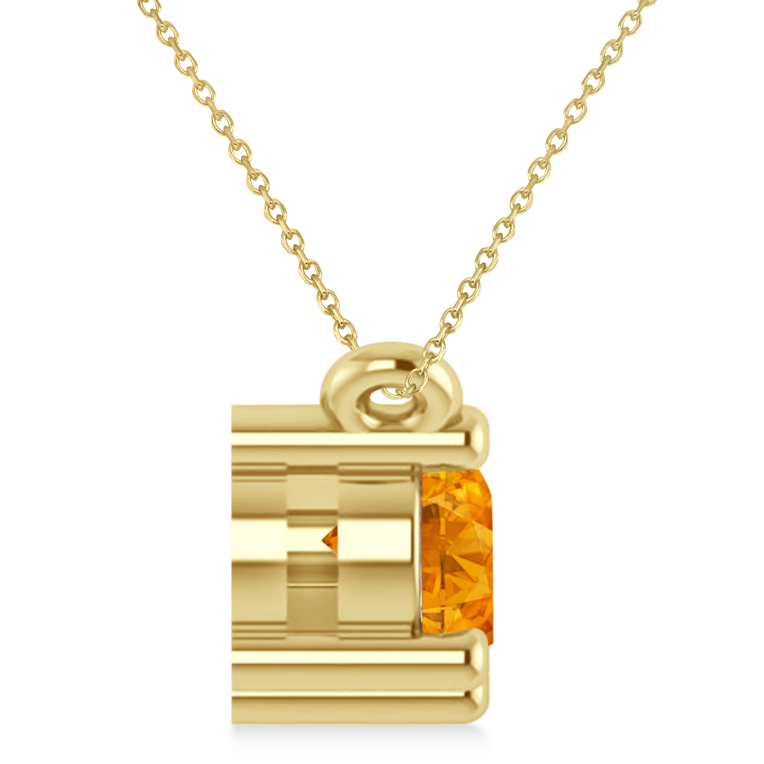 Three Stone Diamond & Citrine Pendant Necklace 14k Yellow Gold (1.00ct)