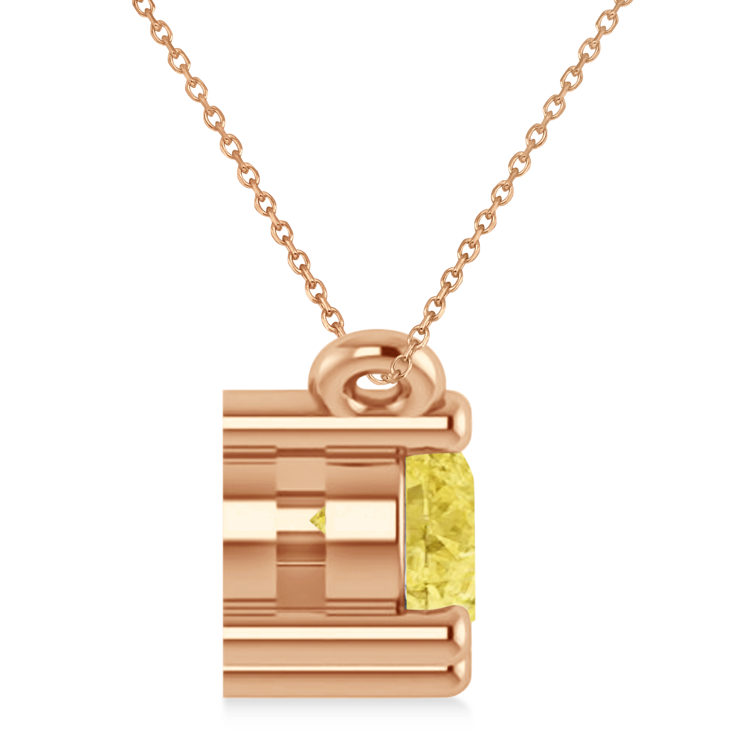 Three Stone Diamond & Yellow Diamond Pendant Necklace 14k Rose Gold (1.00ct)