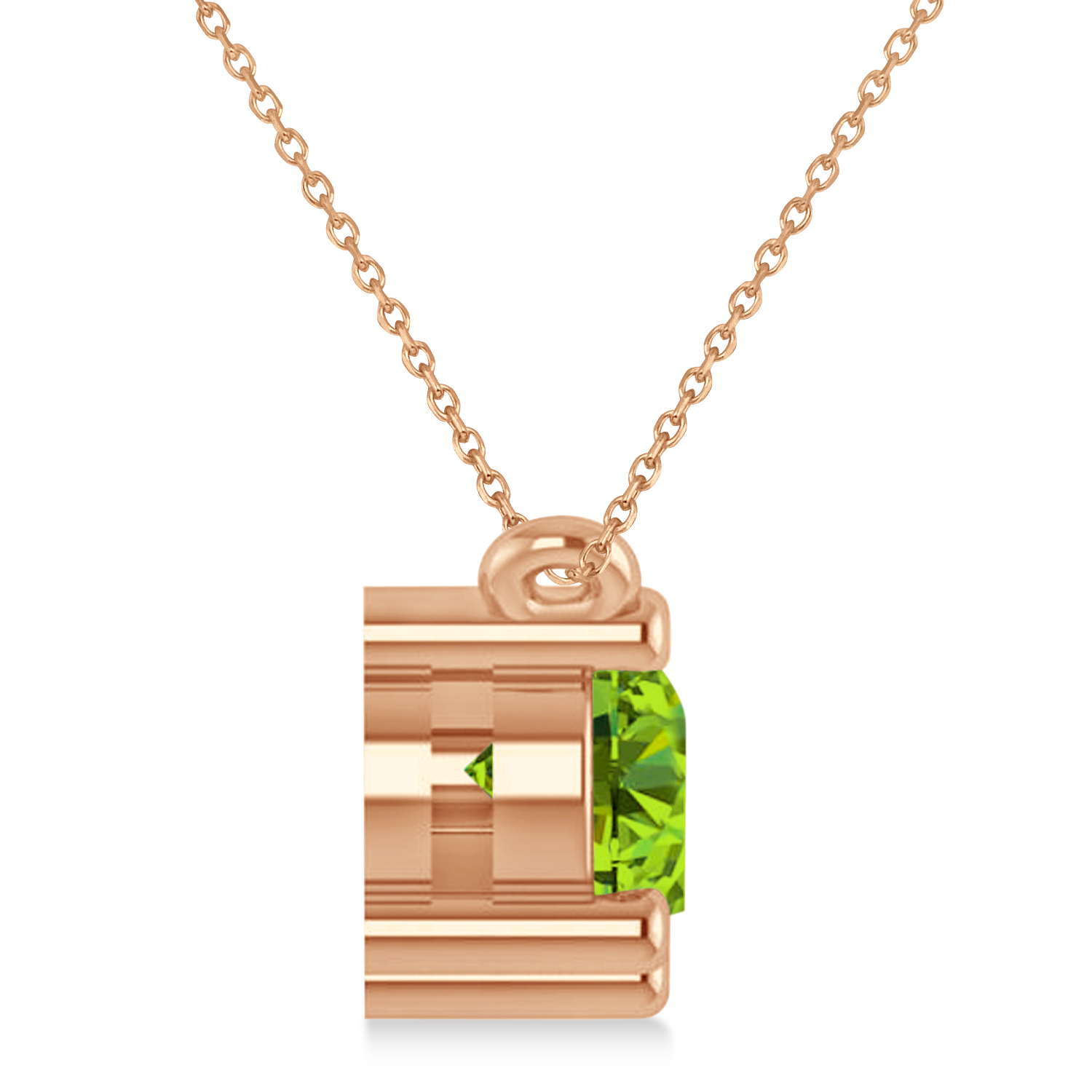 Three Stone Diamond & Peridot Pendant Necklace 14k Rose Gold (1.50ct)