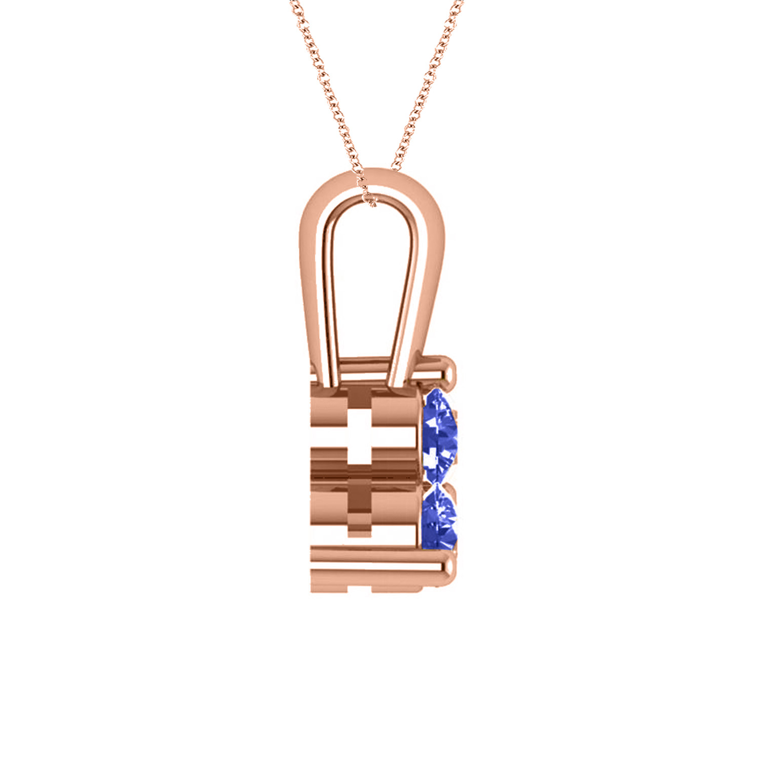 Three Stone Diamond & Blue Sapphire Pendant 14k Rose Gold (1.00ct)