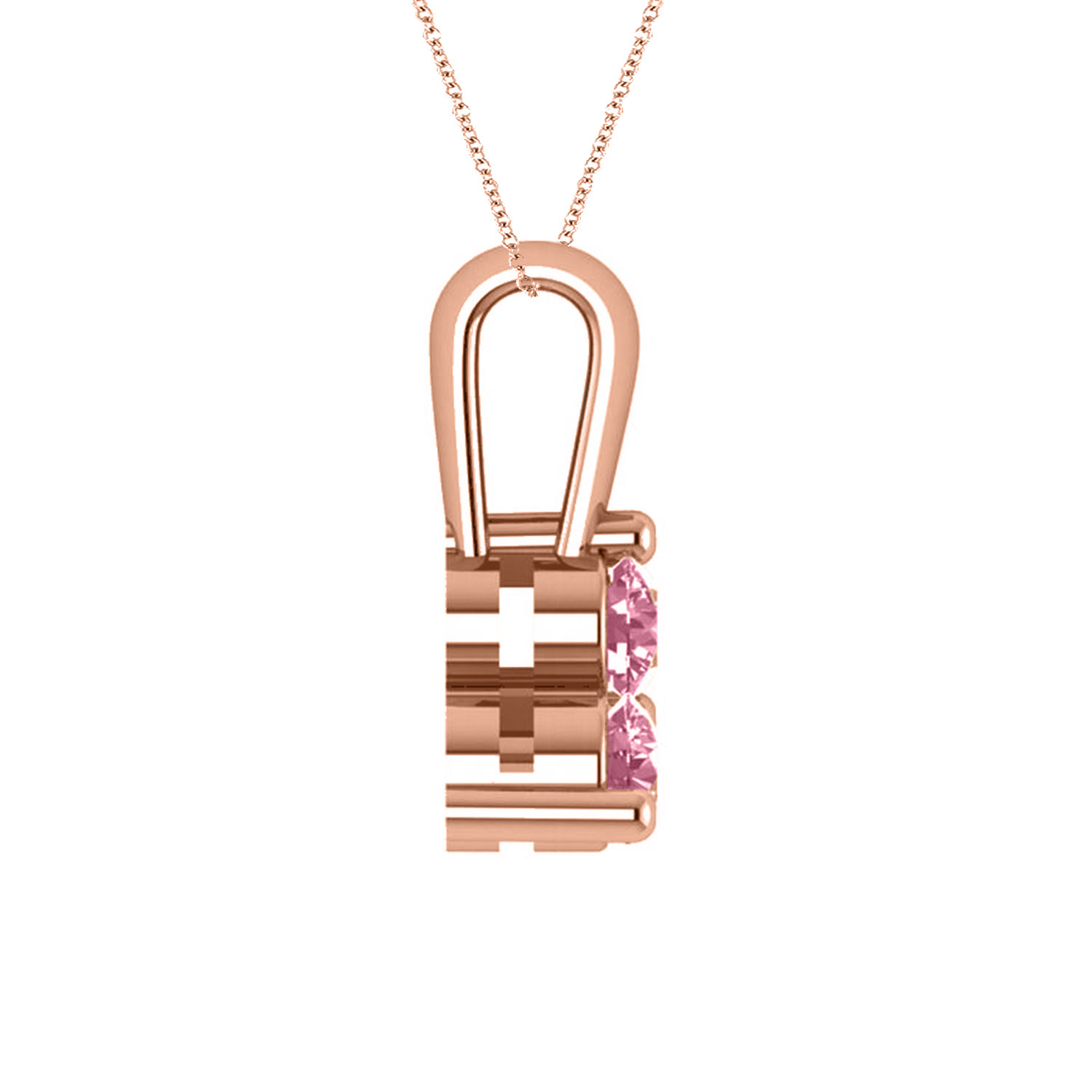 Three Stone Diamond & Pink Sapphire Pendant 14k Rose Gold (1.00ct)