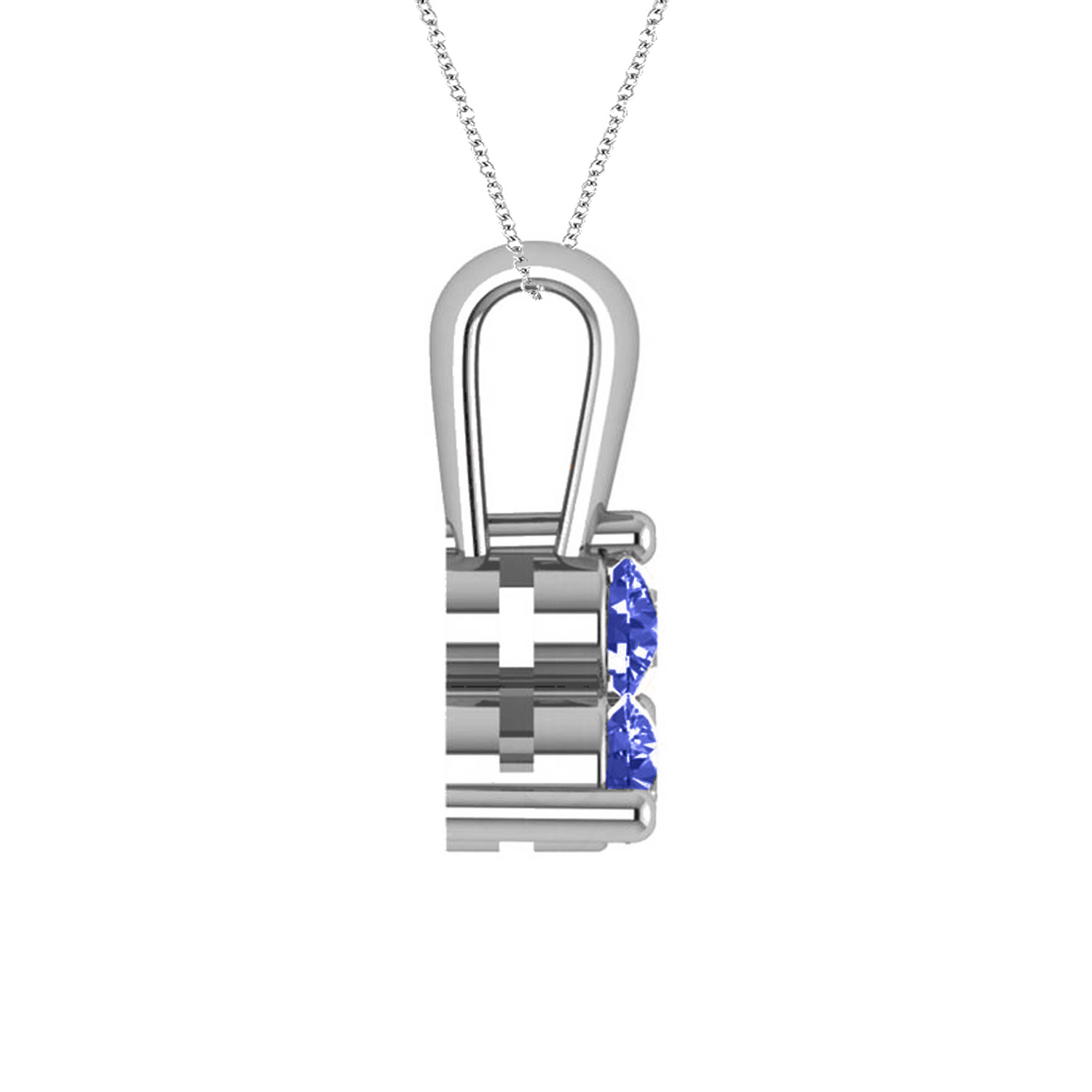 Three Stone Diamond & Blue Sapphire Pendant 14k White Gold (1.50ct)