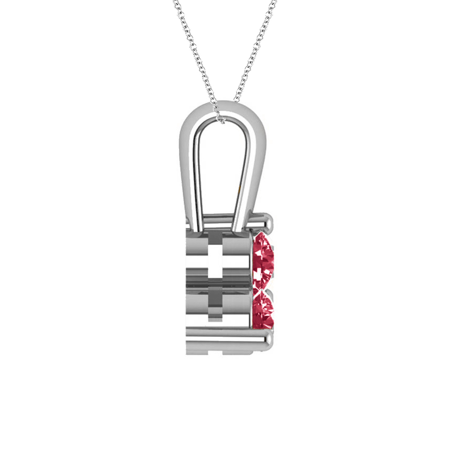 Three Stone Diamond & Ruby Pendant Necklace 14k White Gold (1.50ct)