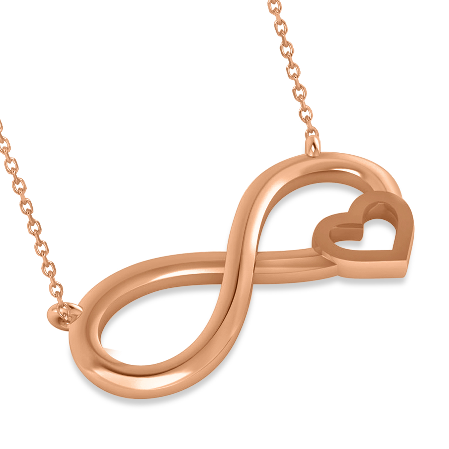 Infinity Pendant with Side Heart 14k Rose Gold