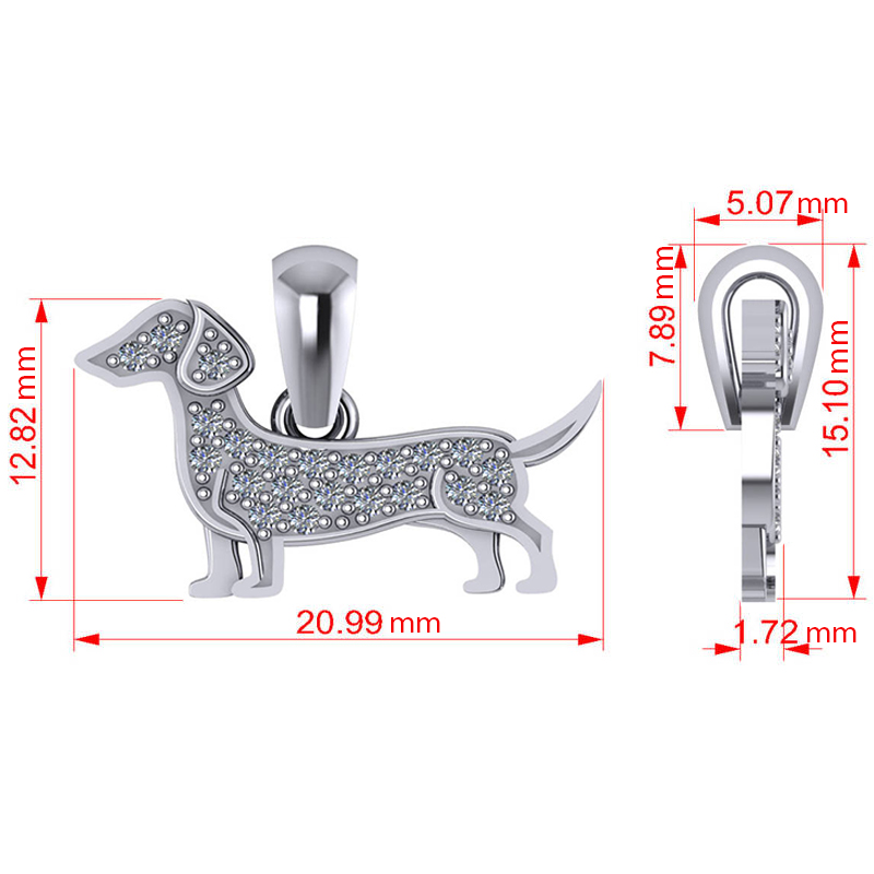 Diamond Accented Dog Pendant Necklace 14K White Gold (0.21ct)