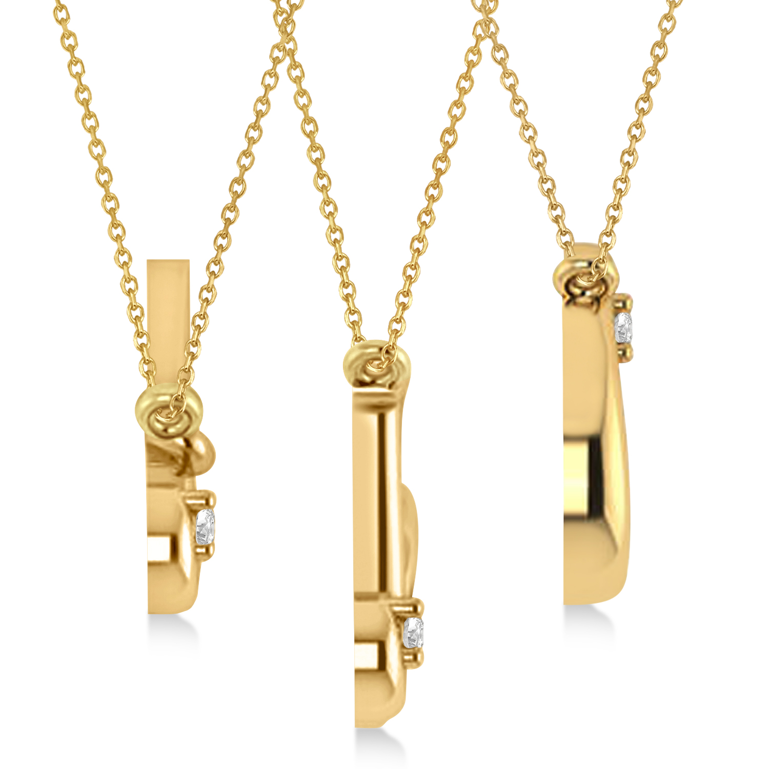 Personalized Diamond Initial Pendant Necklace 14k Yellow Gold (0.05ct)