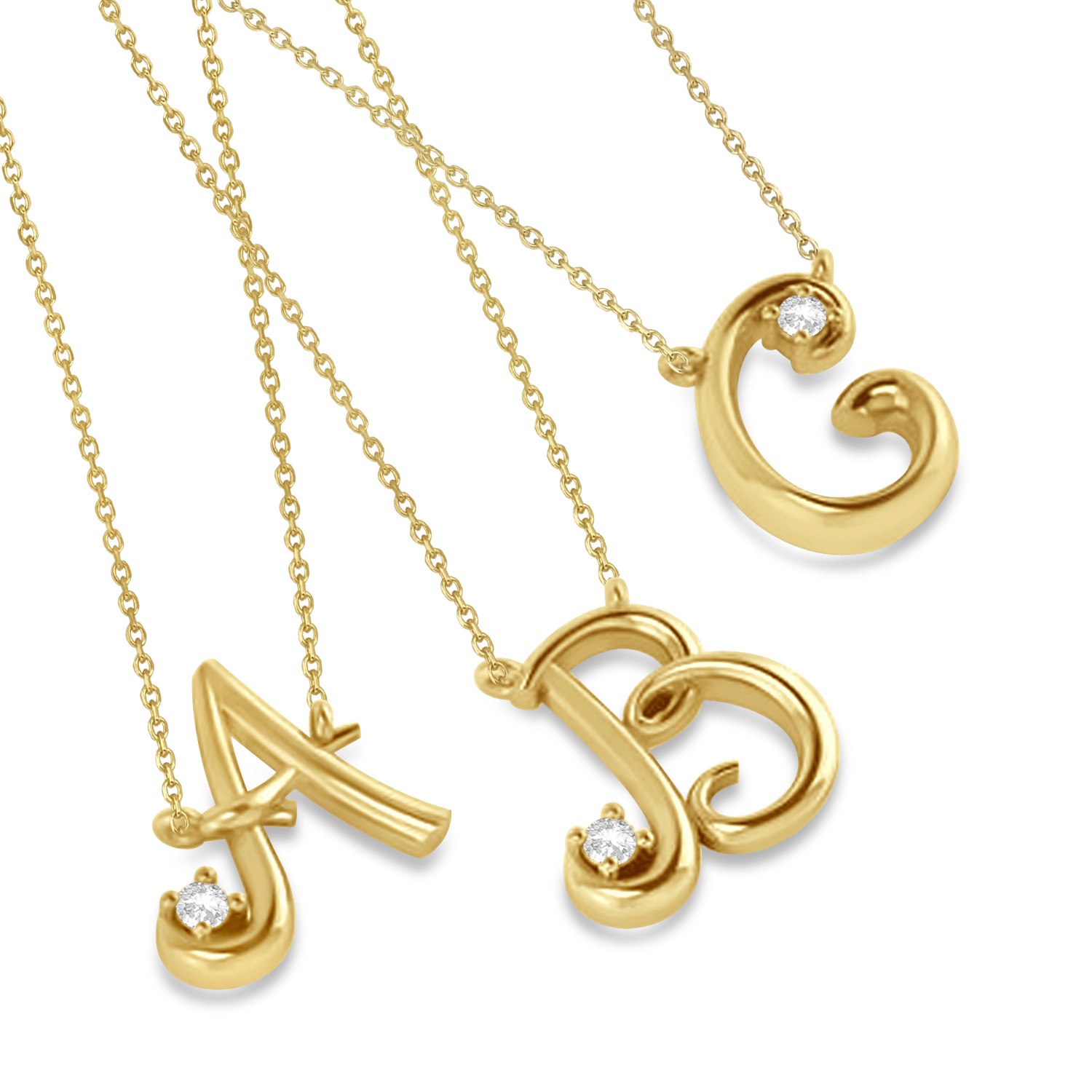Personalized Diamond Initial Pendant Necklace 14k Yellow Gold (0.05ct)
