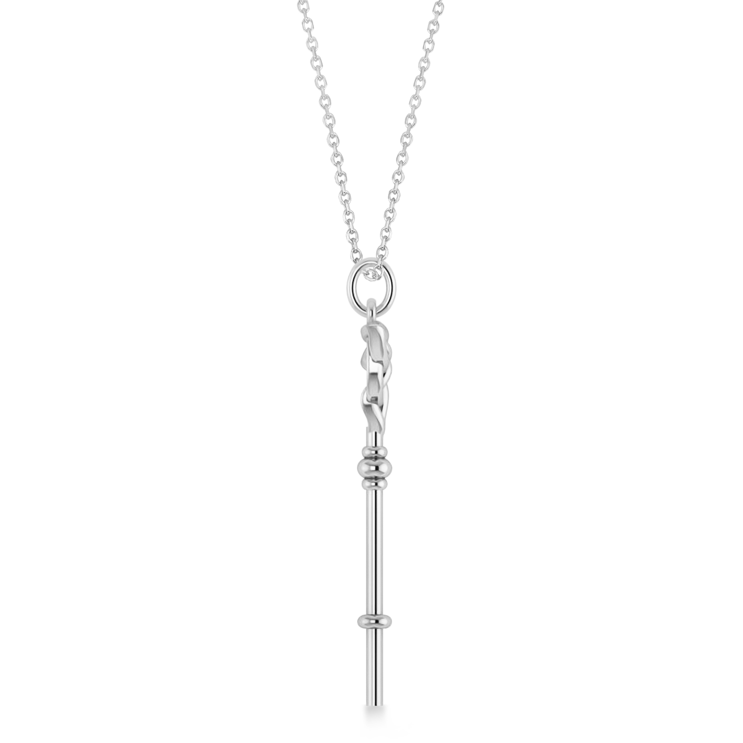 Celtic Knot Key Pendant Necklace 14k White Gold