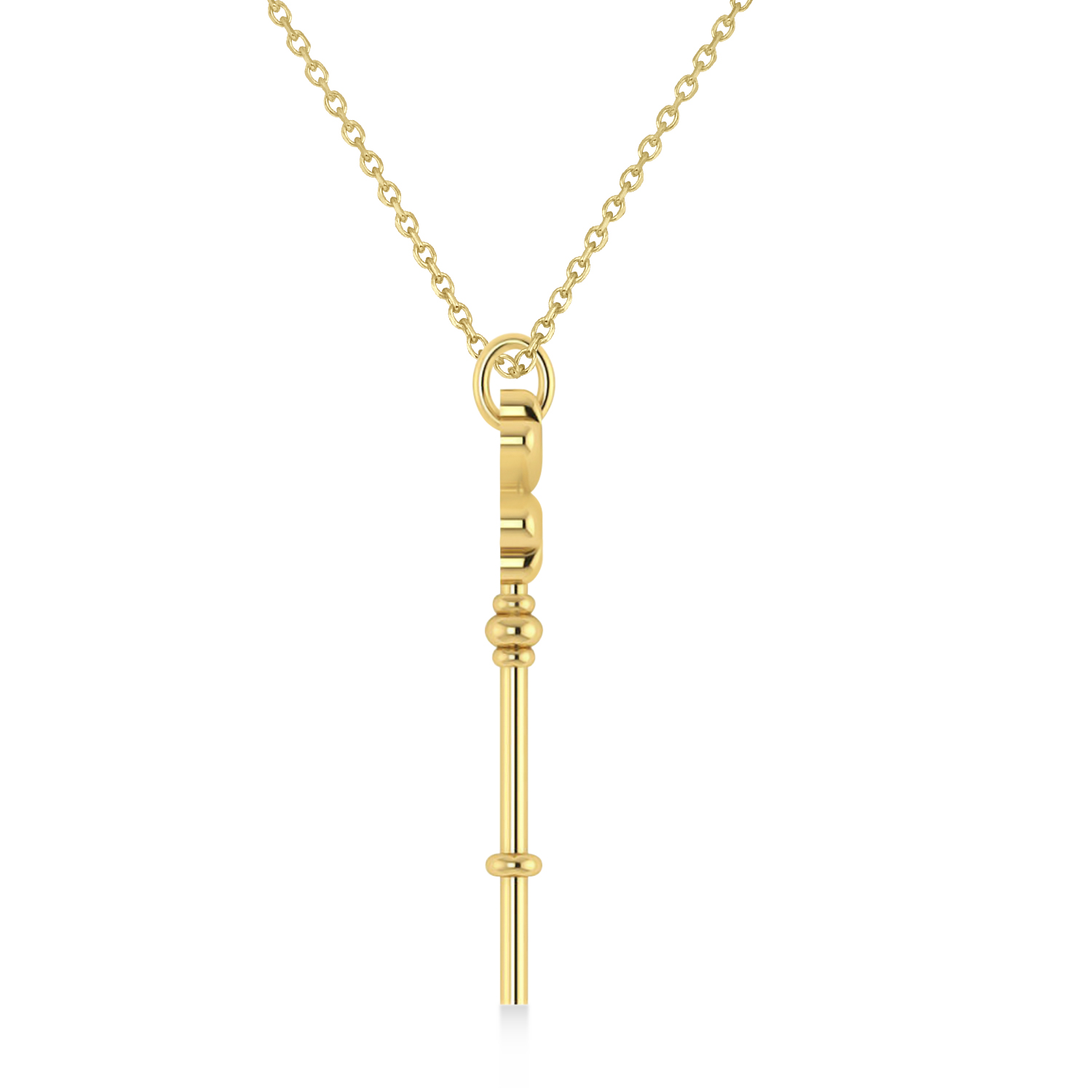Four Leaf Clover Key Pendant Necklace 14k Yellow Gold