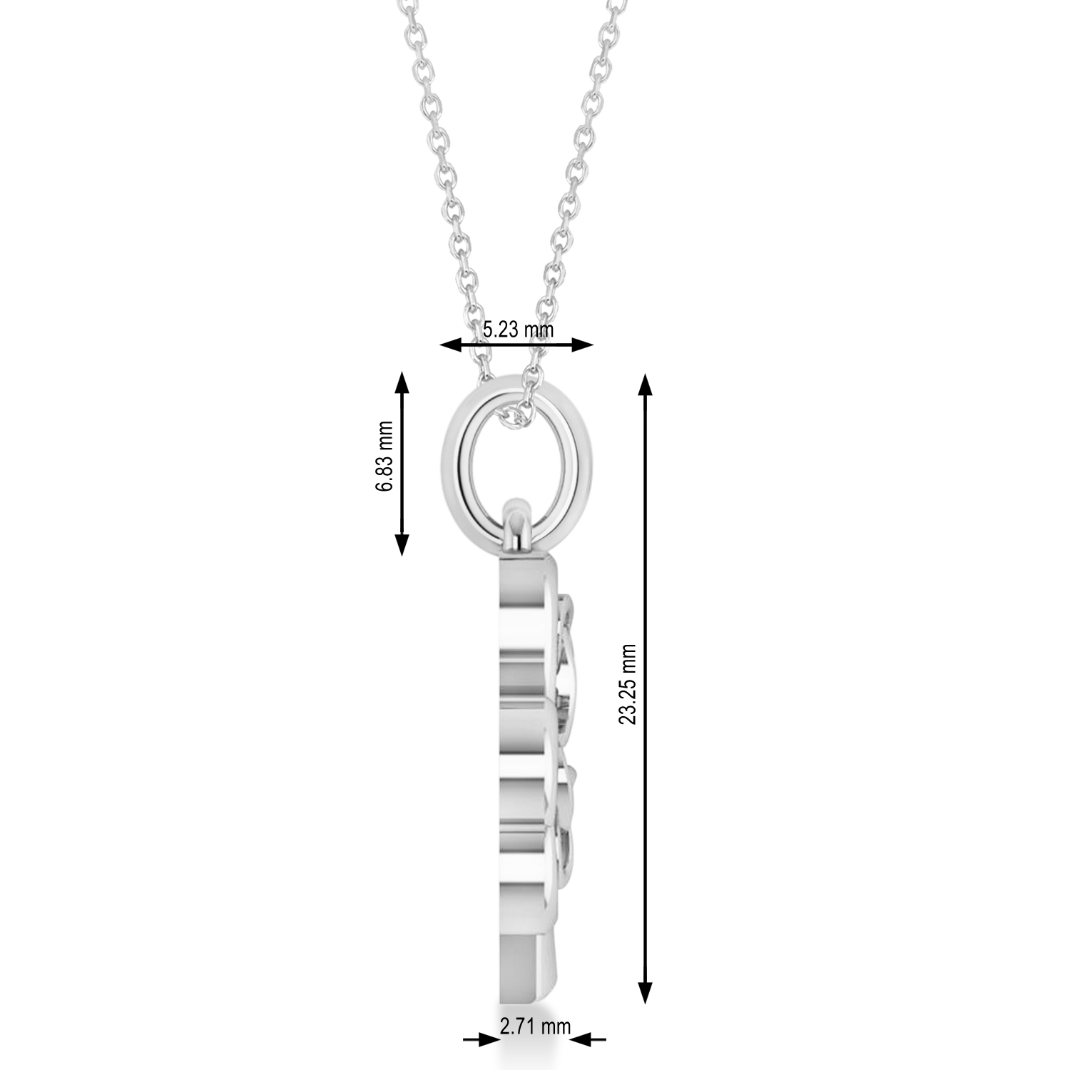 Celtic Knot Three-Leaf Clover Pendant Necklace 14k White Gold