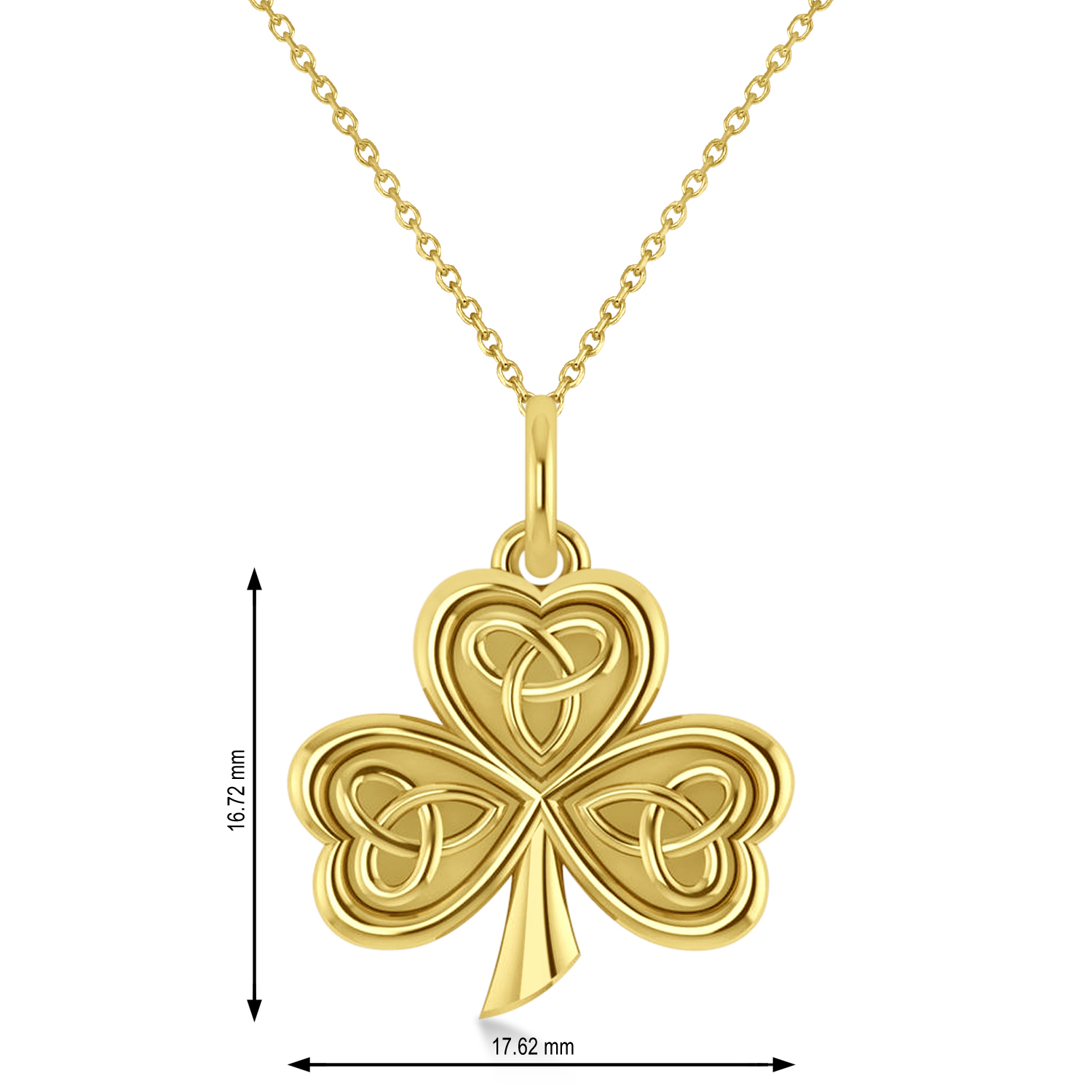 Celtic Knot Three-Leaf Clover Pendant Necklace 14k Yellow Gold