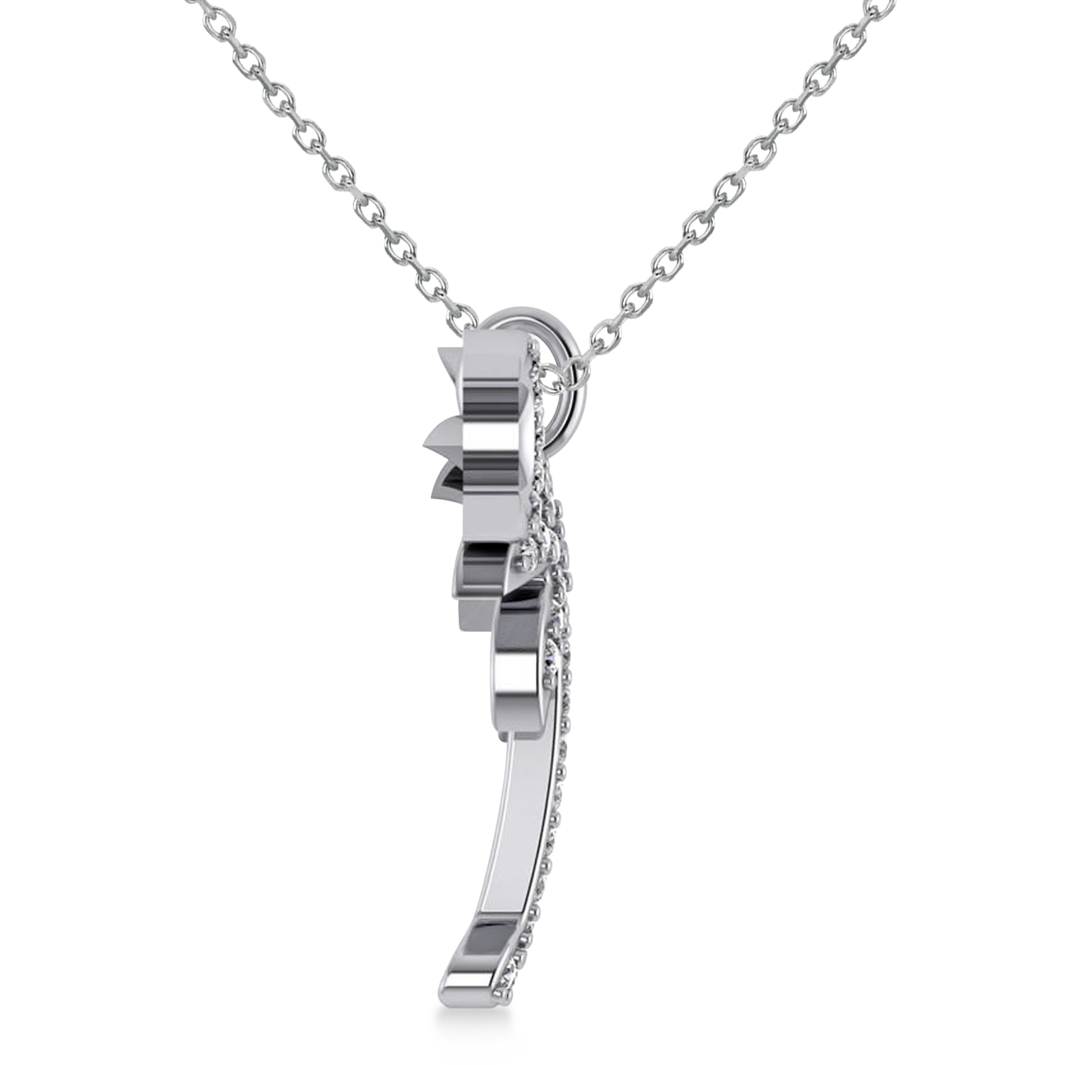 Palmetto & Crescent Moon Pendant Necklace 14k White Gold (0.81ct)